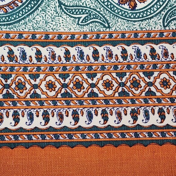 Upholstery Fabric by Concord Border Paisley Green Orange 54" x 42" - Picture 11 of 13